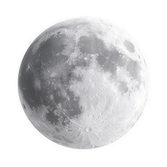 3d illustration of detailed view of the full moon isolated on transparent background, showcasing its craters and lunar surface