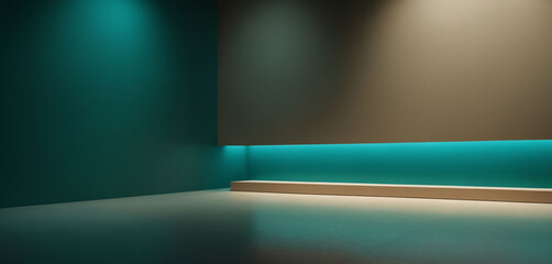 Minimalist interior with atmospheric lighting