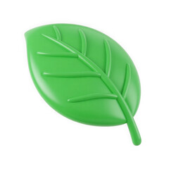 3d illustration of a vibrant green leaf isolated on a transparent background, symbolizing nature, growth, and organic life