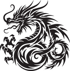 Tribal Dragon Tattoo vector  Design black on white background