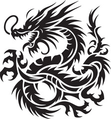 Tribal Dragon Tattoo vector  Design black on white background