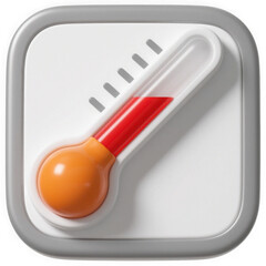 3d illustration of a closeup of a thermometer with a red liquid indicating a high temperature, isolated on a transparent background