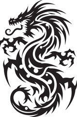 Tribal Dragon Tattoo vector  Design black on white background