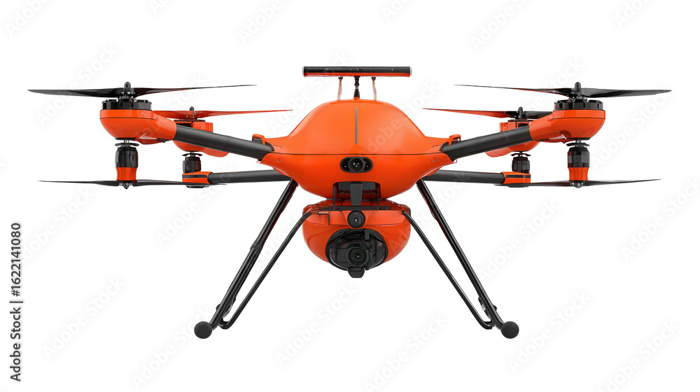 Poster autonomous emergency response drone background isolated on a transparent background, png file.