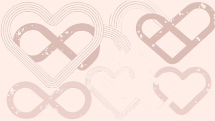 Aesthetic background with multiple hearts and infinity symbols in a muted color palette design element