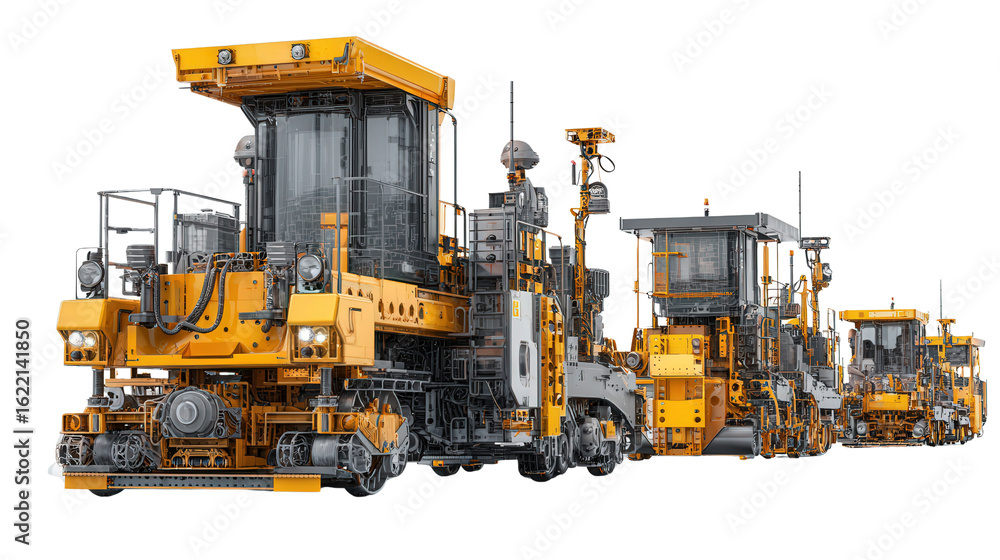 Poster autonomous road construction robots background isolated on a transparent background, png file.