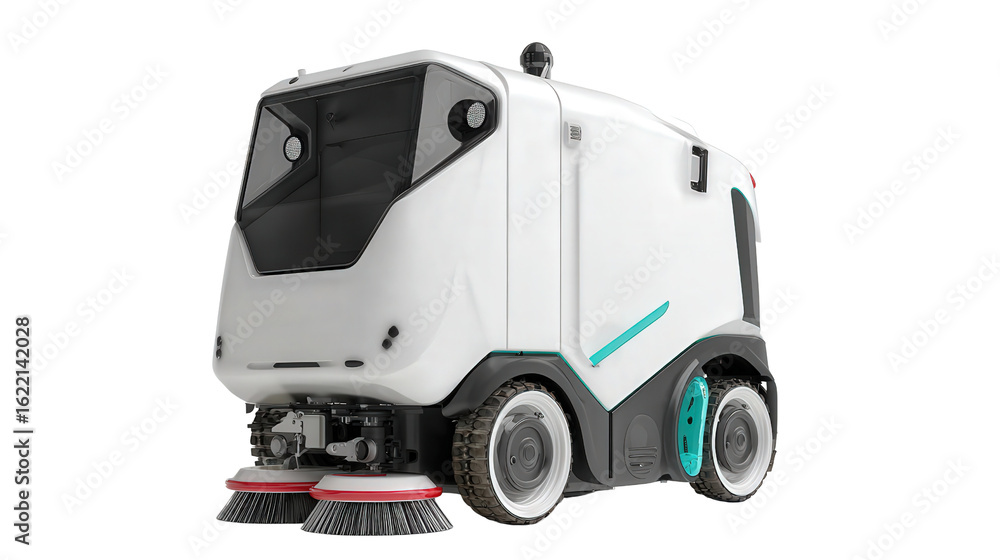 Poster autonomous robotic cleaner for public spaces background isolated on a transparent background, png fi