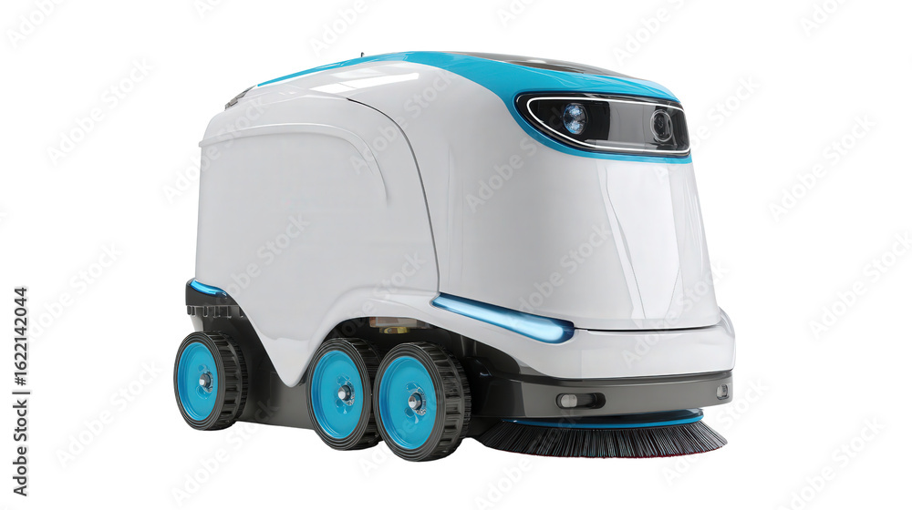 Poster autonomous robotic cleaner for public spaces background isolated on a transparent background, png fi