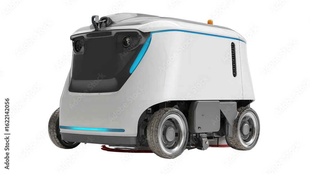 Poster autonomous robotic cleaner for public spaces background isolated on a transparent background, png fi