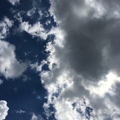 Dramatic Sky with Light and Dark Clouds Dividing the Frame
