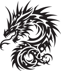 Tribal Dragon Tattoo vector  Design black on white background