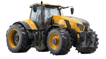 Autonomous Tractor in the Field background isolated on a Transparent background, PNG file.