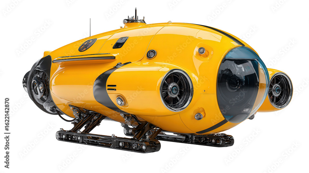 Poster autonomous underwater drone background isolated on a transparent background, png file.