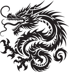 Tribal Dragon Tattoo vector  Design black on white background
