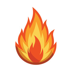 A vibrant vector set of hot, burning fire flames on white background