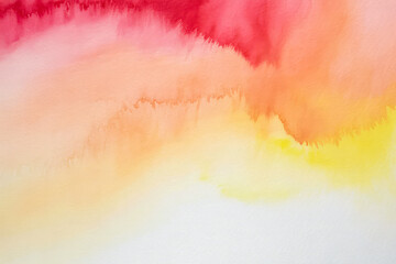 Obraz premium Crimson coral peach yellow watercolor wash abstract