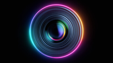 abstract motion blur of neon light trails in circle
