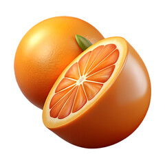 High-Resolution 3D Art of a Juicy Half Orange Slice – Transparent PNG, Realistic and Eye-Catching Design