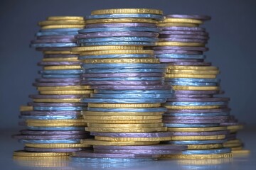 Stacks of wrapped coins