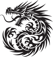 Tribal Dragon Tattoo vector  Design black on white background