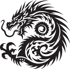 Tribal Dragon Tattoo vector  Design black on white background
