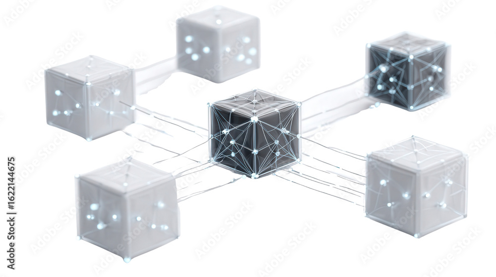 Aufkleber blockchain-based digital asset management background isolated on a transparent background, png file.