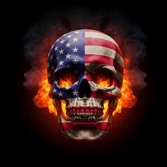Fiery American Skull: 3D Render, Burning Patriotism