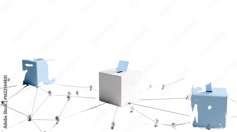 Aufkleber blockchain-based voting system background isolated on a transparent background, png file.