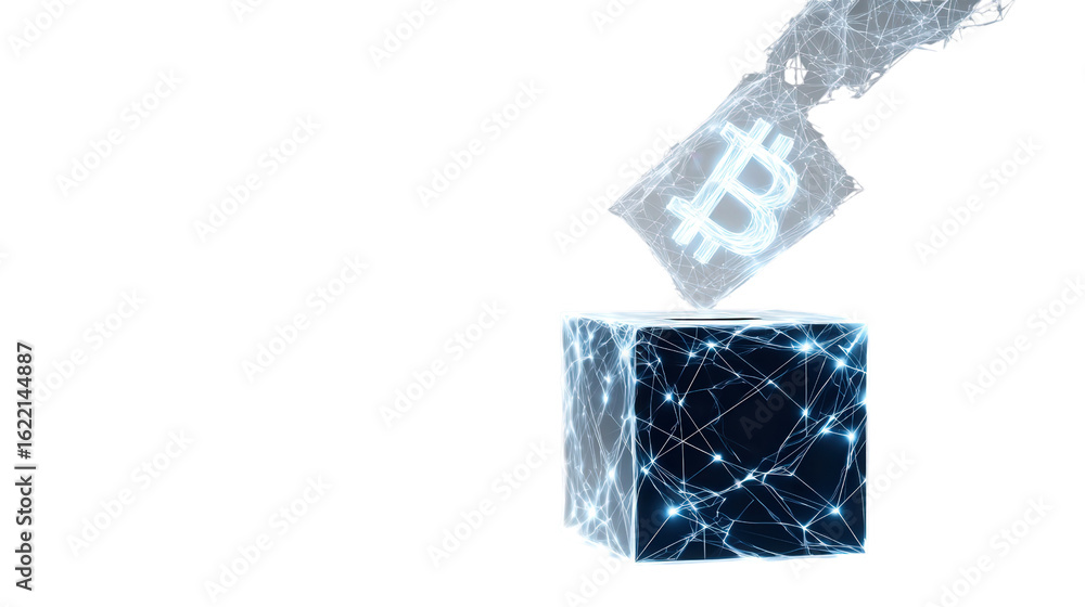 Aufkleber blockchain-based voting system background isolated on a transparent background, png file.