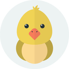 Adorable cartoon chick, yellow and brown, simple design, cute bird illustration.