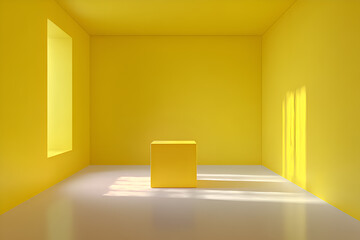 Yellow Room With Sunlight Casting Shadows On Floor