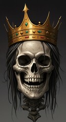 Dark Fantasy Skull King: Golden Crown, Digital Art