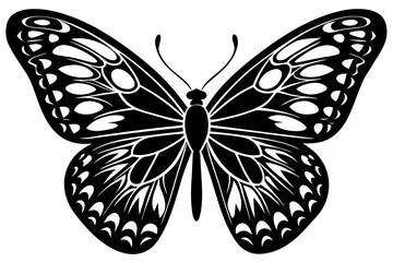 Vector art of silhouette of butterfly isolated on white background