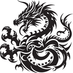 Tribal Dragon Tattoo vector  Design black on white background