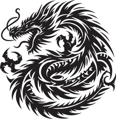Tribal Dragon Tattoo vector  Design black on white background