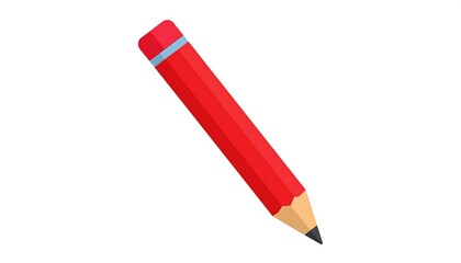 A diagonally-positioned red pencil with a sharpened tip and eraser