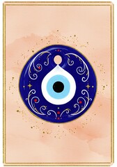 Enchanted Evil Eye: Blue & Gold Watercolor Art