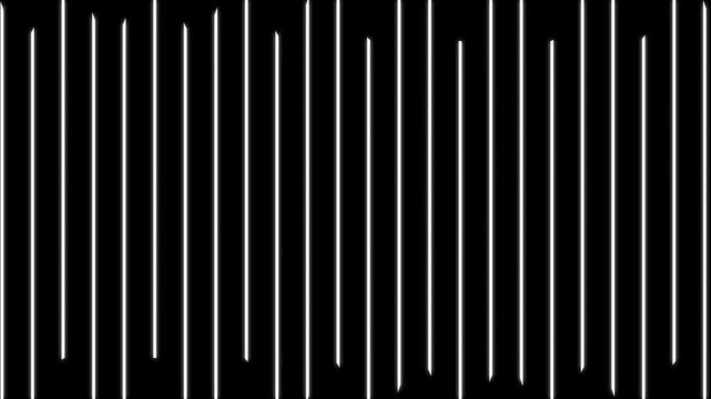 Black and white parallel vertical lines moving in a seamless looping pattern on a black background