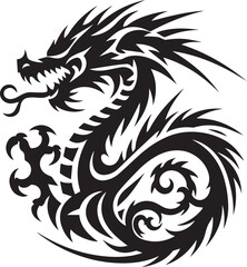 Tribal Dragon Tattoo vector  Design black on white background