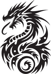 Tribal Dragon Tattoo vector  Design black on white background