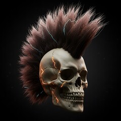 Cyberpunk Skull: Glowing Fractured Texture