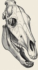 Equine Skull: Pen & Ink Anatomy Drawing