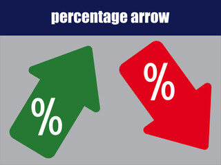 Arrow with percentage symbols illustrating financial trends