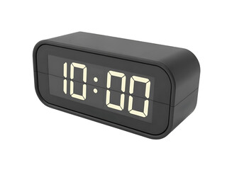 A black digital clock on transparent background 