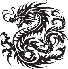 Tribal Dragon Tattoo vector  Design black on white background