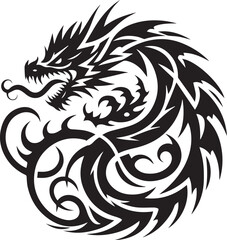 Tribal Dragon Tattoo vector  Design black on white background