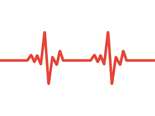 Red heart beat cardiogram