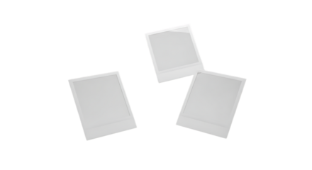 Three blank paper notes isolated on transparent background, ready for writing messages or information