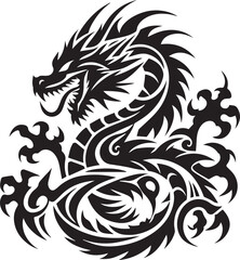 Tribal Dragon Tattoo vector  Design black on white background