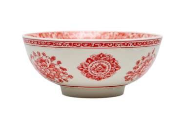 mini bowl with red motif isolated on a transparent background